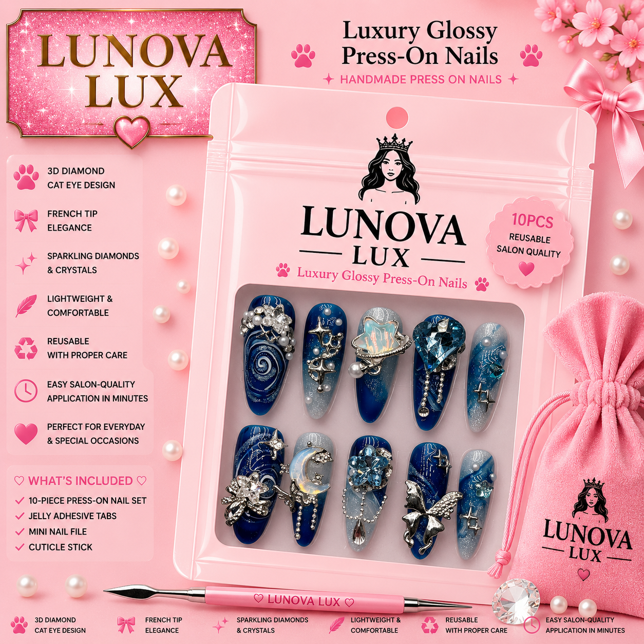 Luxury Glossy Press-On Nails