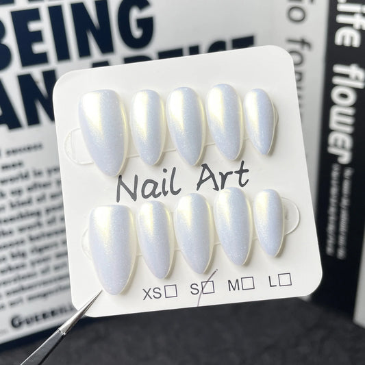 Red Cat Eye Mid-Length Almond Press-On Nails