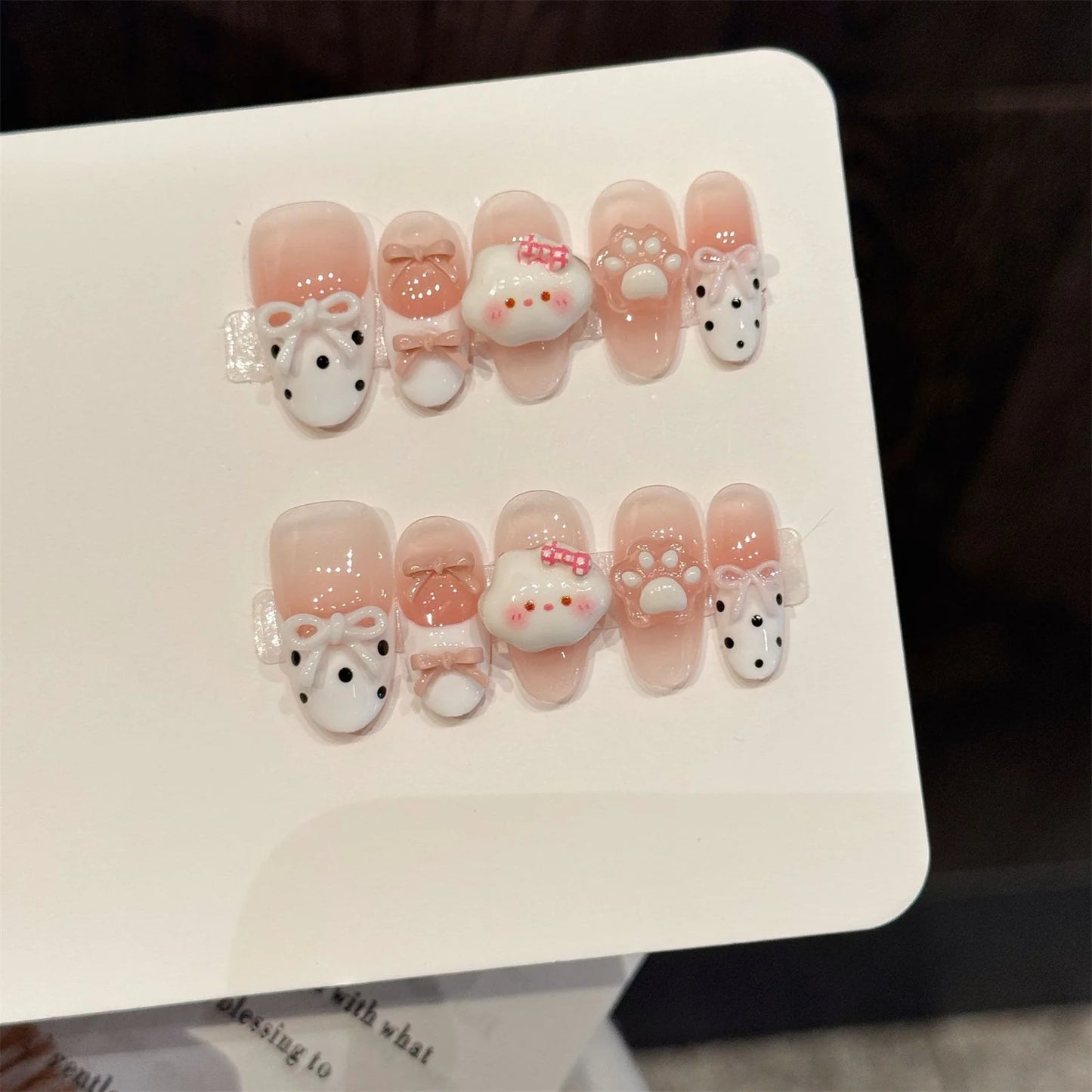 Light Blue Bear Paw Almond Press-On Nails