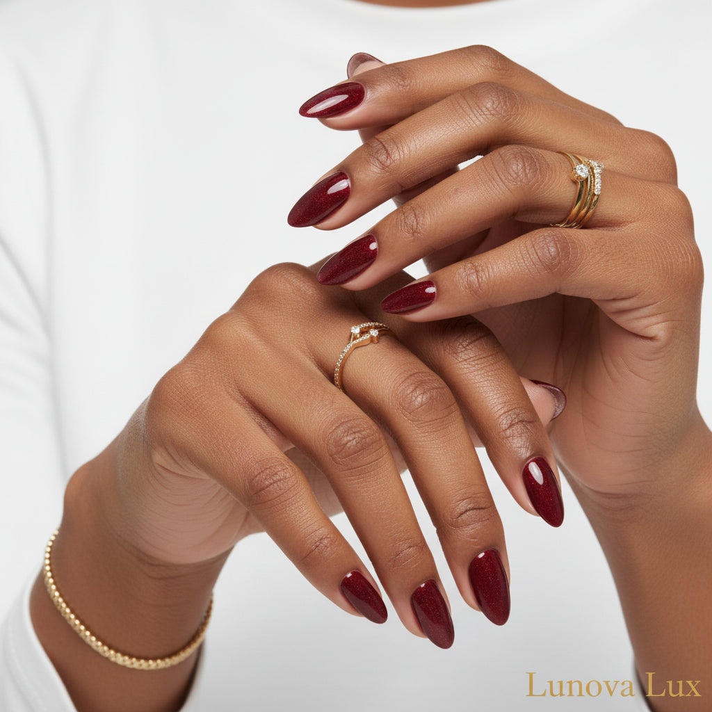 Burgundy Wine Cat Eye Nails