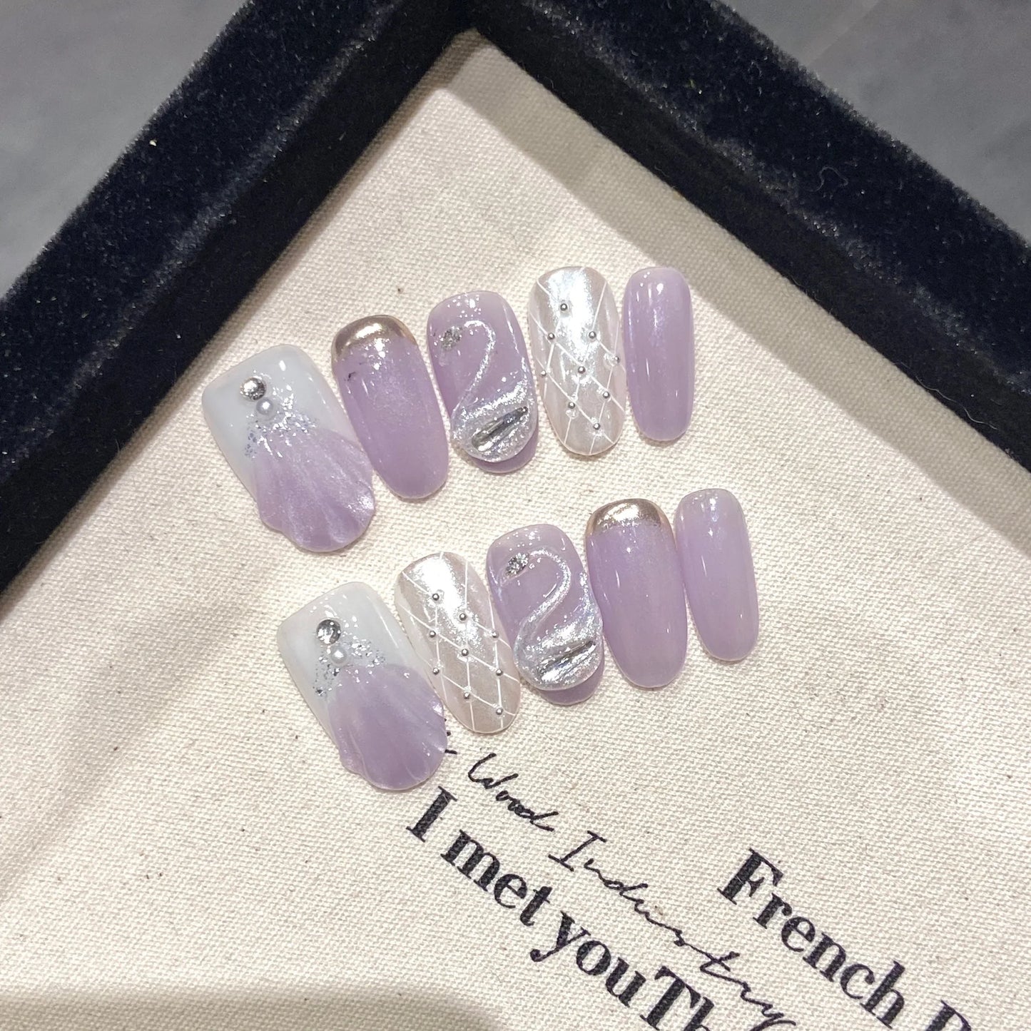 Blue Aurora Mermaid Almond Nails
