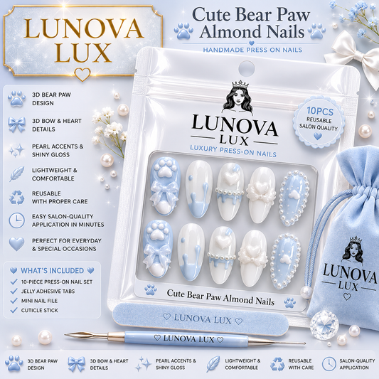 Cute Bear Paw Almond Nails