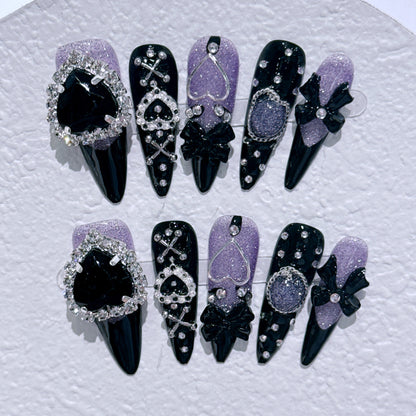 Butterfly Camellia Long Stiletto Press-On Nails