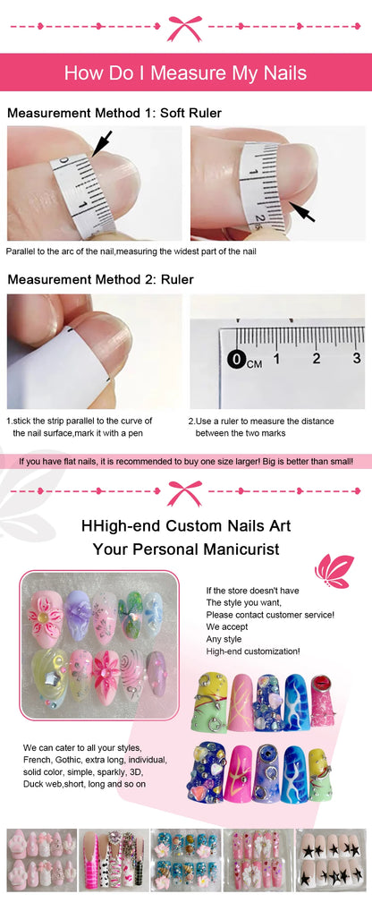 Y2K Punk Metal Bow Long Coffin Press-On Nails