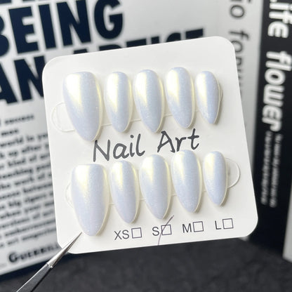 Red Cat Eye Mid-Length Almond Press-On Nails