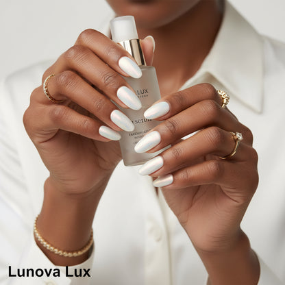 White Pearl Cat Eye Almond Nails
