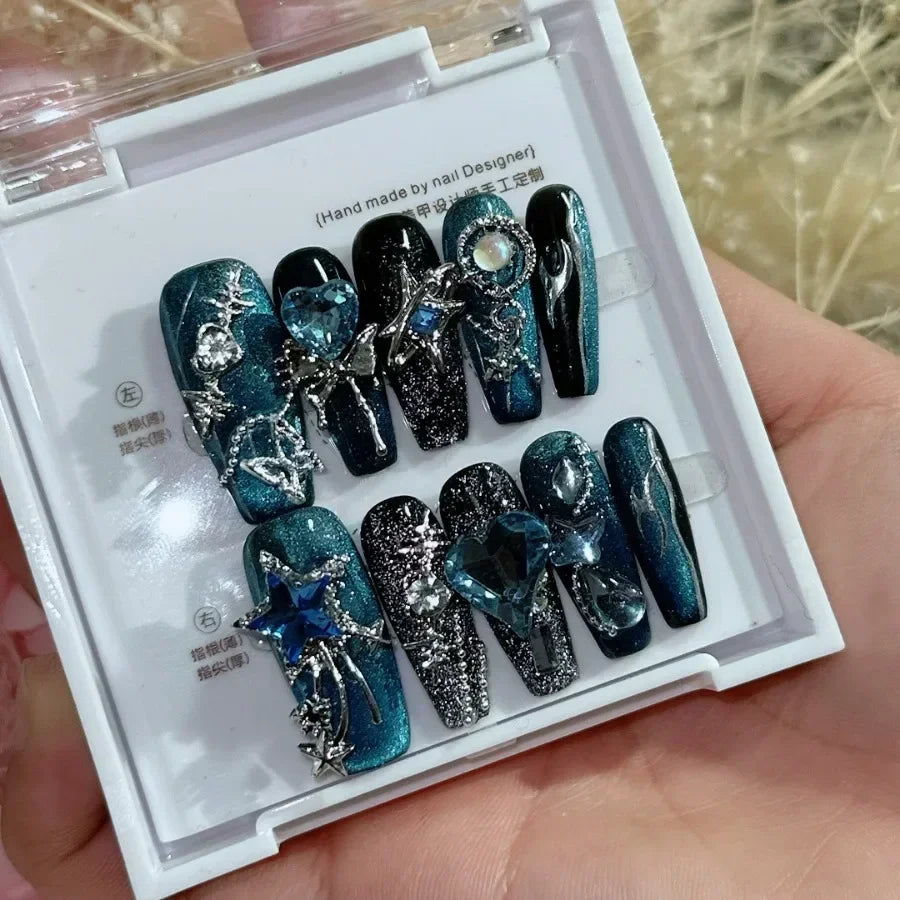 Butterfly Camellia Long Stiletto Press-On Nails
