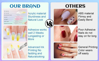 Black French Cross Long Duck Press-On Nails