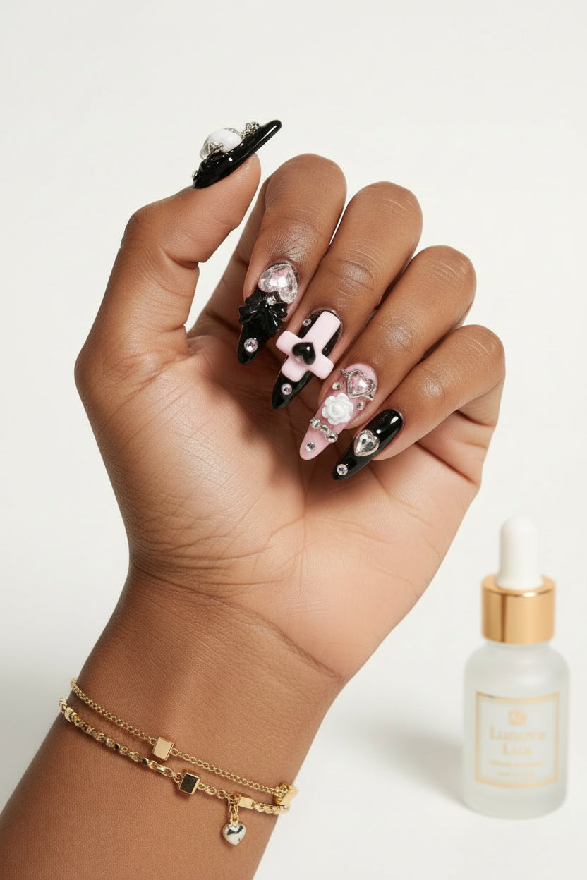 Y2k Punk Bow Coffin Nails