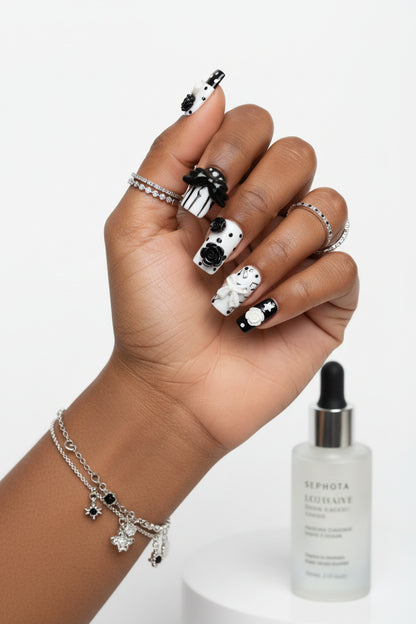 Y2k Punk Bow Coffin Nails