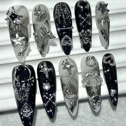 Jirai Y2K Black & White Long Press-On Nails