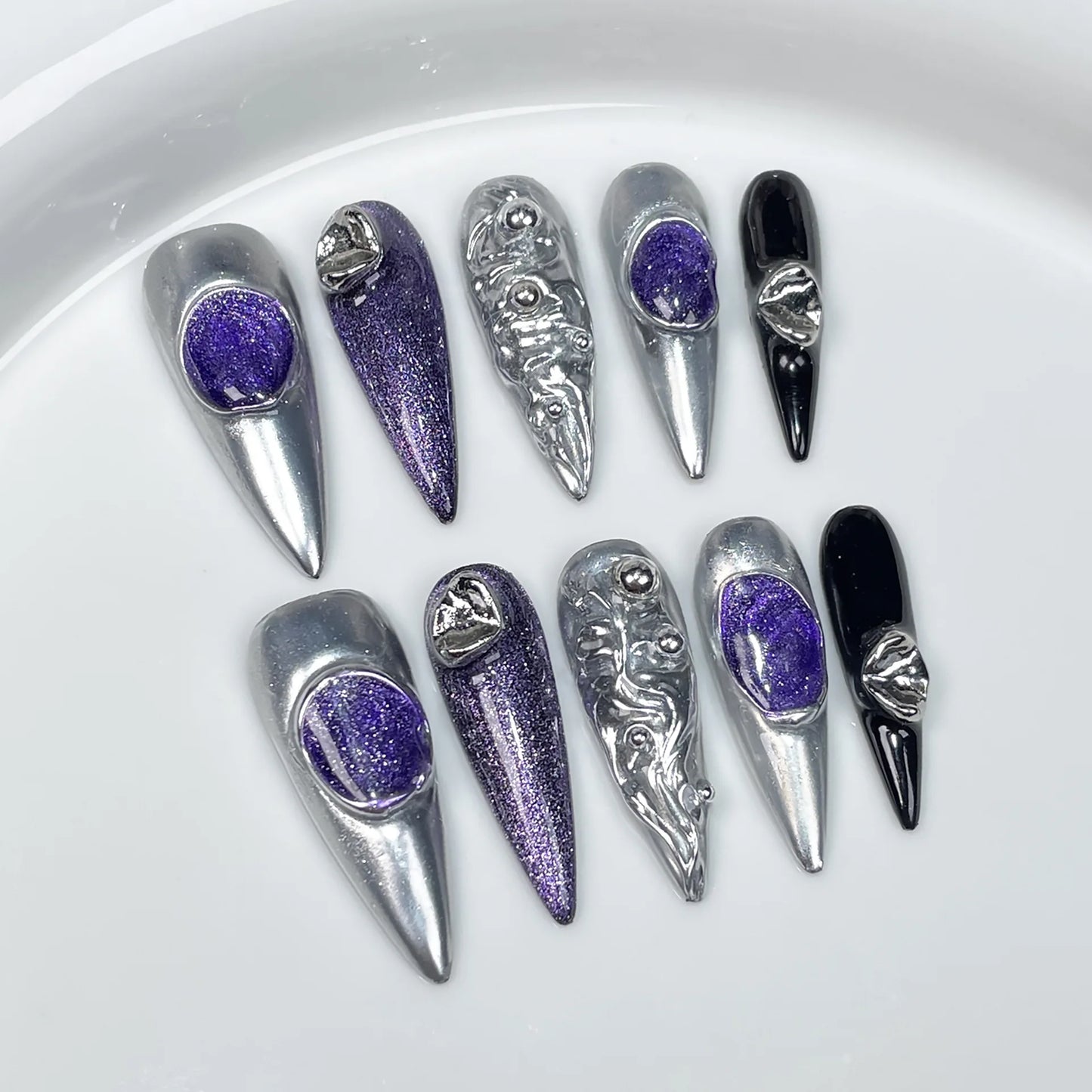 Butterfly Camellia Long Stiletto Press-On Nails
