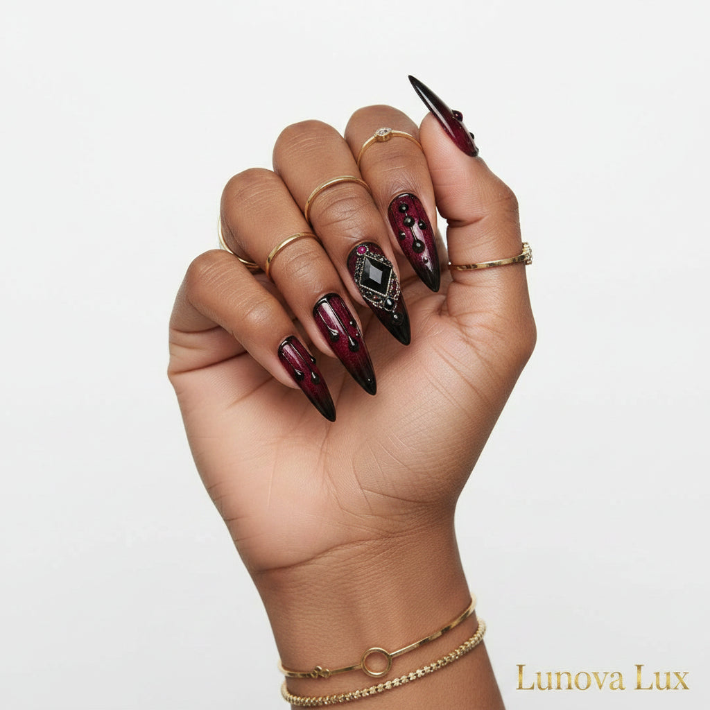 Blood Red Cat Eye Nails