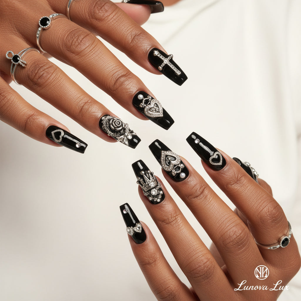 Y2k Punk Bow Coffin Nails