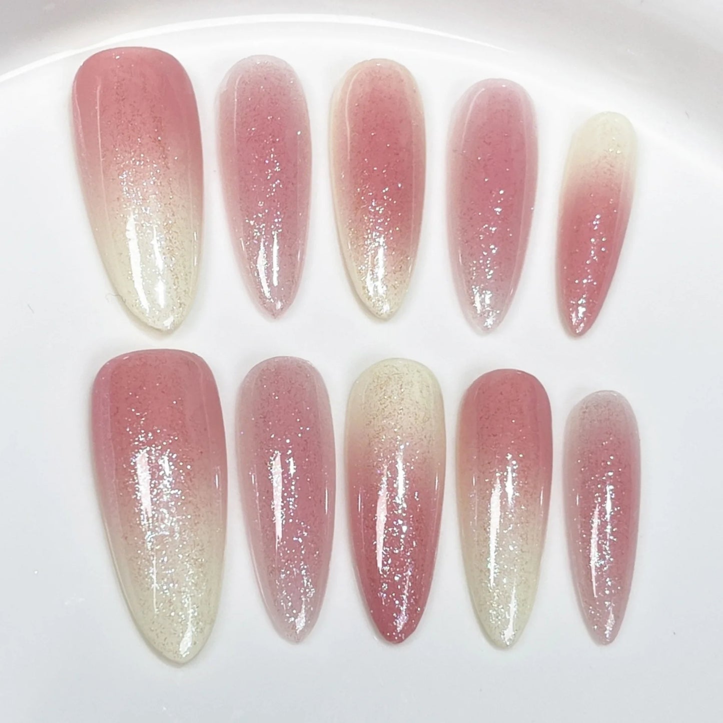 Red Cat Eye Mid-Length Almond Press-On Nails