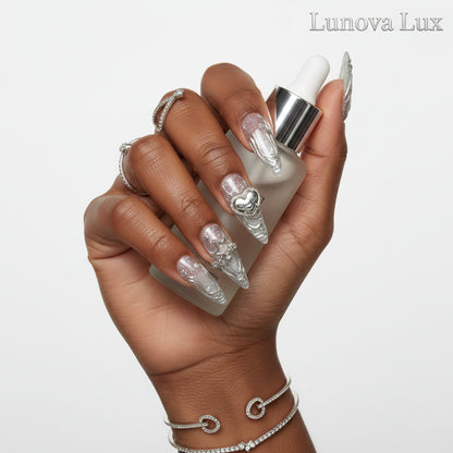 Silver Vine Butterfly Nails