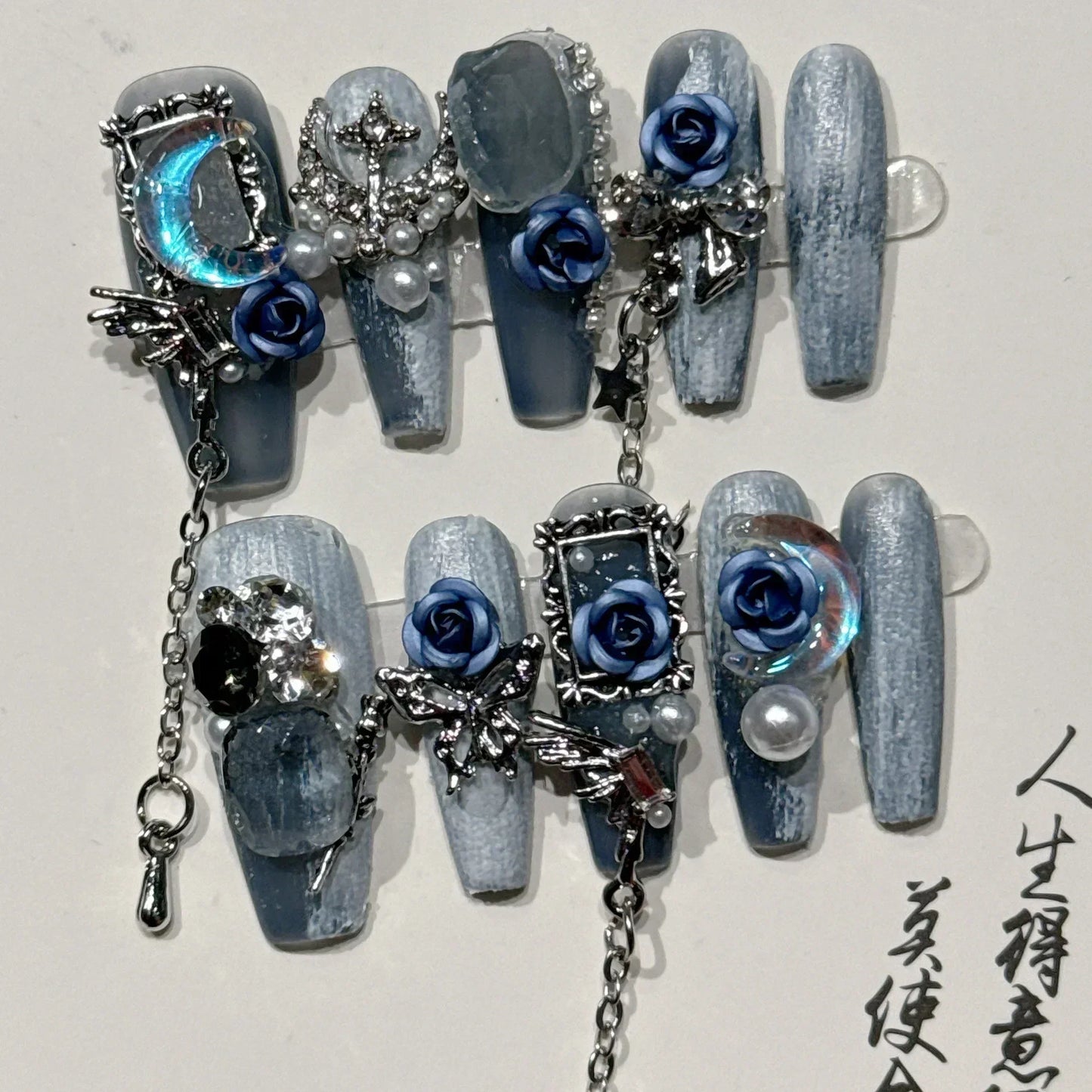 Butterfly Camellia Long Stiletto Press-On Nails