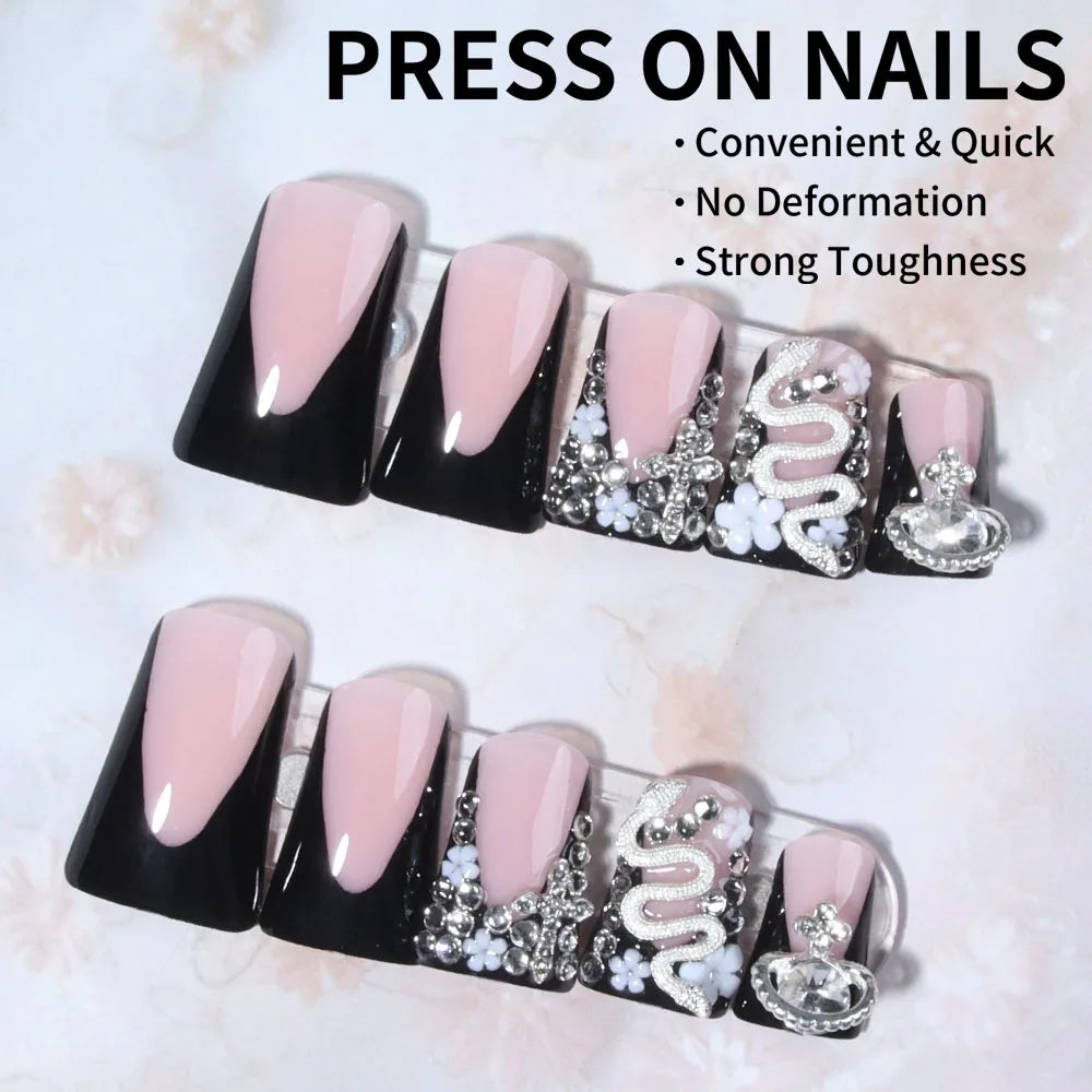 Gothic Cross Snake Duck Nails