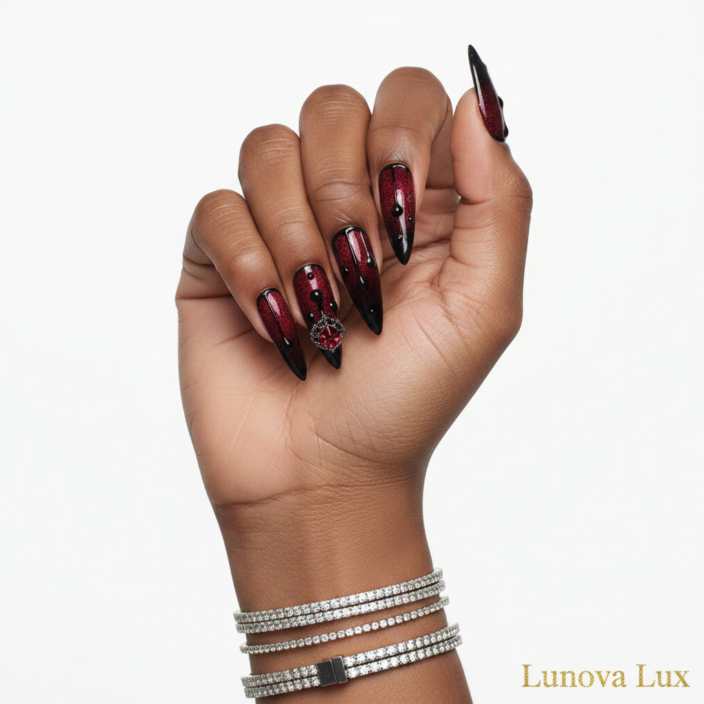 Blood Red Cat Eye Nails
