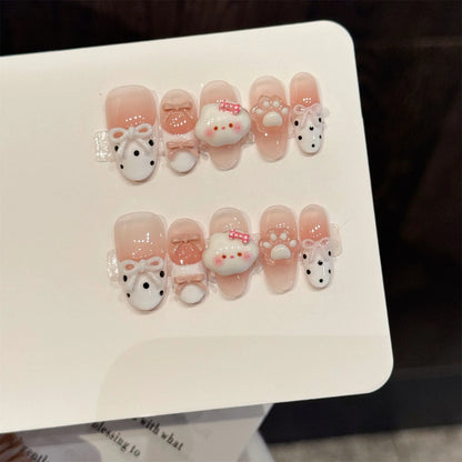 Light Blue Bear Paw Almond Press-On Nails