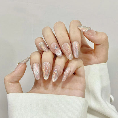 Blue Aurora Mermaid Almond Press-On Nails