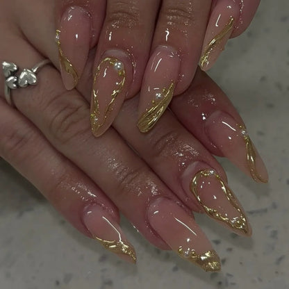 Blue Cat Eye Long Stiletto Press-On Nails