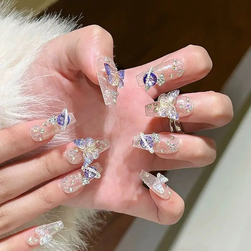 Planet Butterfly Coffin Nails