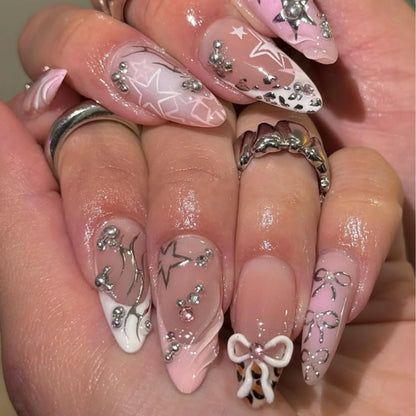 Blue Cat Eye Long Stiletto Press-On Nails