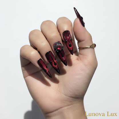 Blood Red Cat Eye Nails