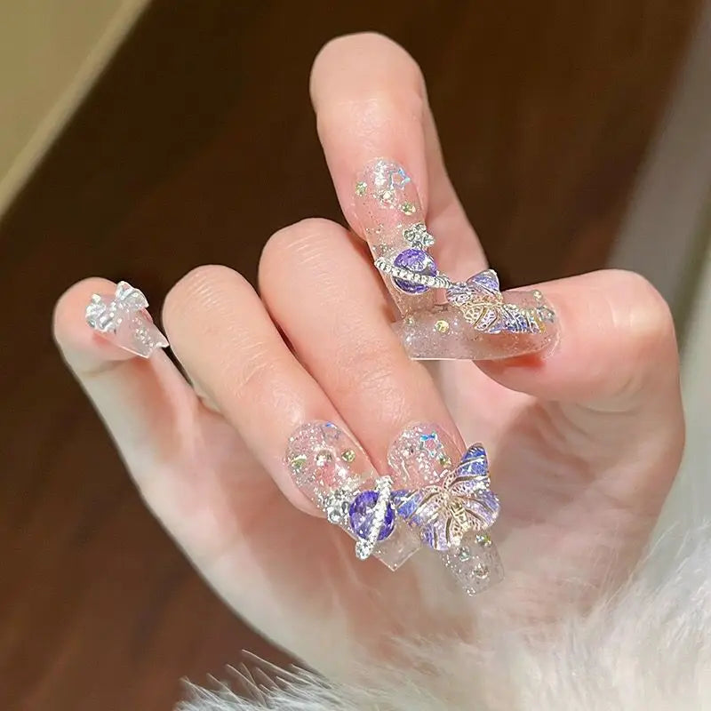 Planet Butterfly Coffin Nails