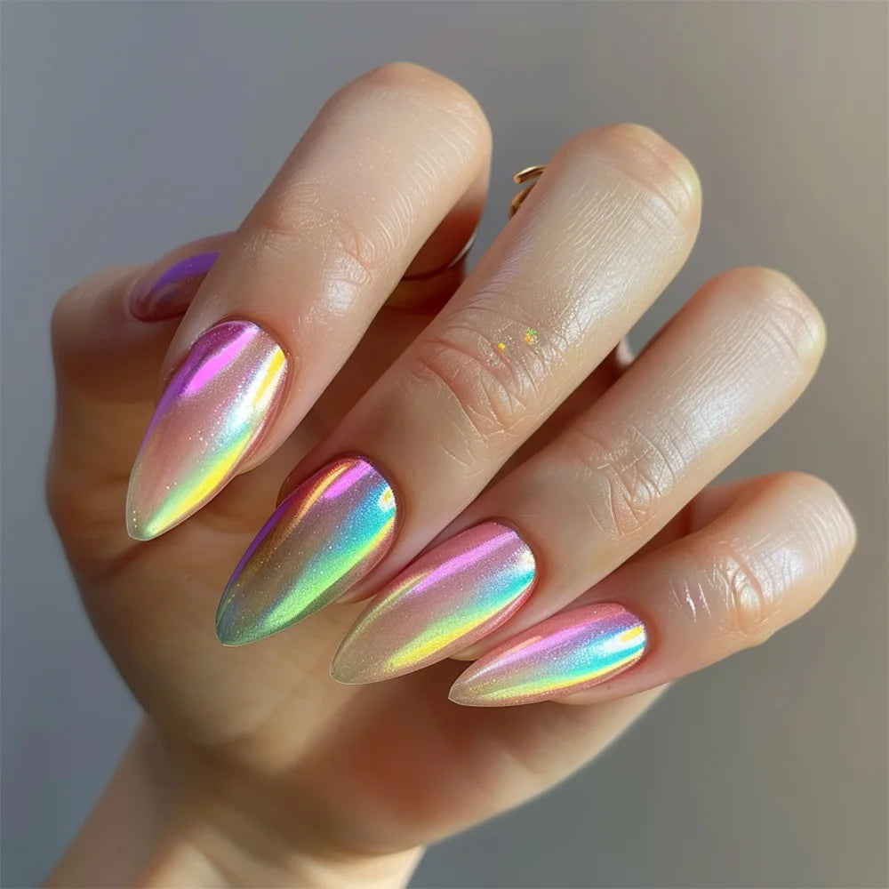 Blue Cat Eye Long Stiletto Press-On Nails