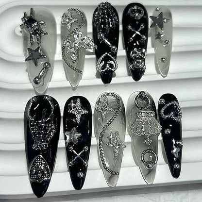 Jirai Y2K Black & White Long Press-On Nails