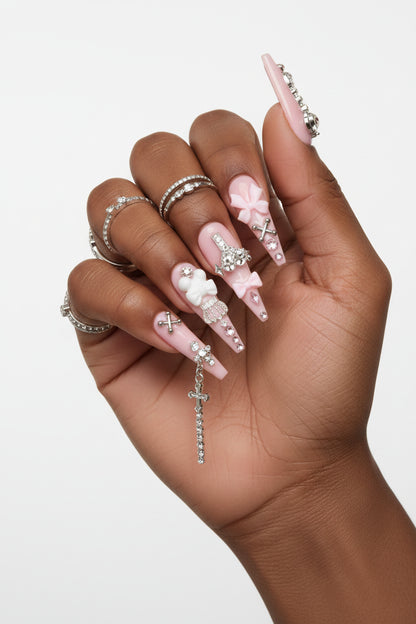 Y2k Punk Bow Coffin Nails
