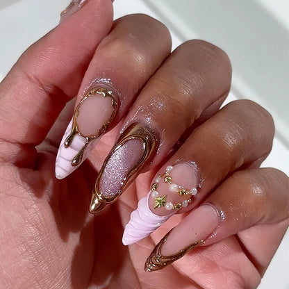 Blue Cat Eye Long Stiletto Press-On Nails