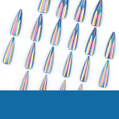 Blue Cat Eye Long Stiletto Press-On Nails