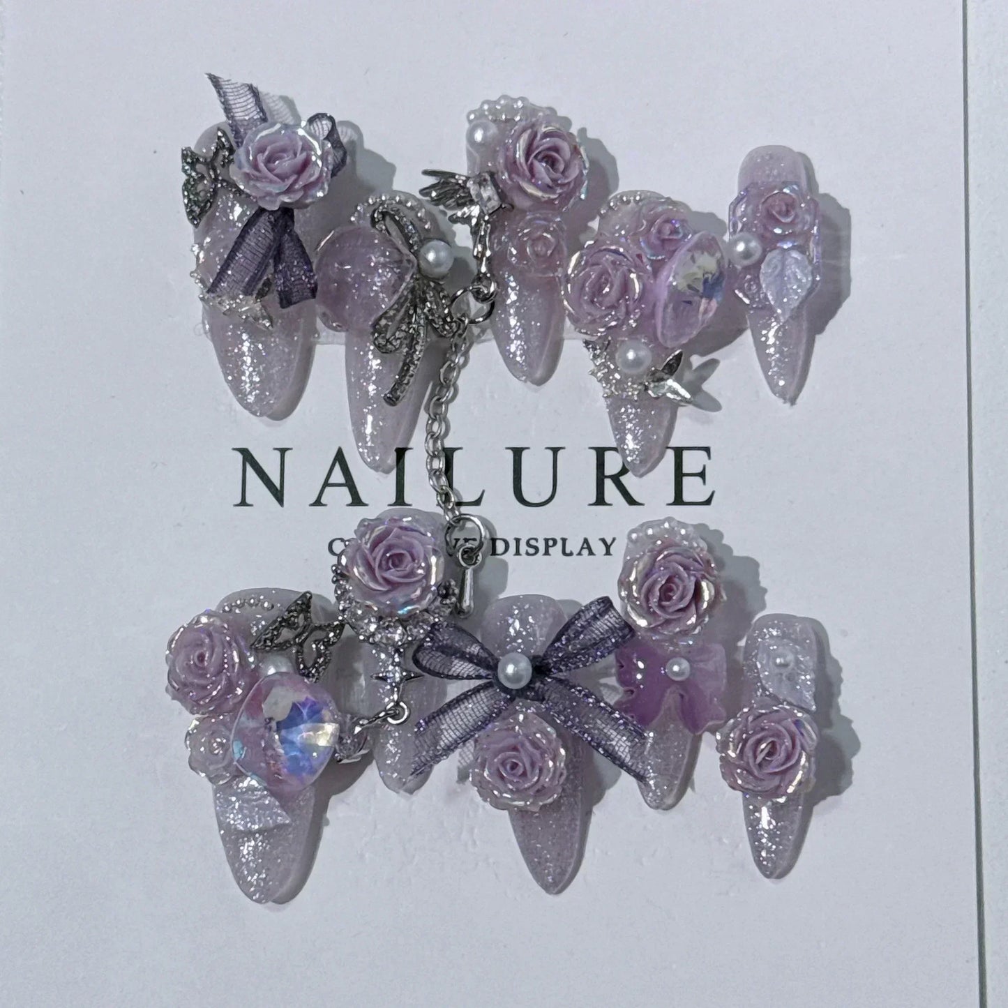 Butterfly Camellia Long Stiletto Press-On Nails