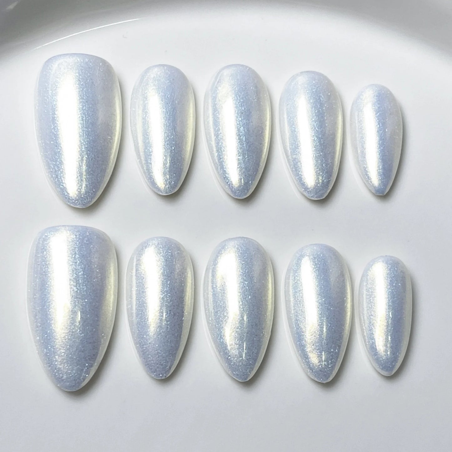 Red Cat Eye Mid-Length Almond Press-On Nails