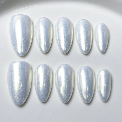 Red Cat Eye Mid-Length Almond Press-On Nails
