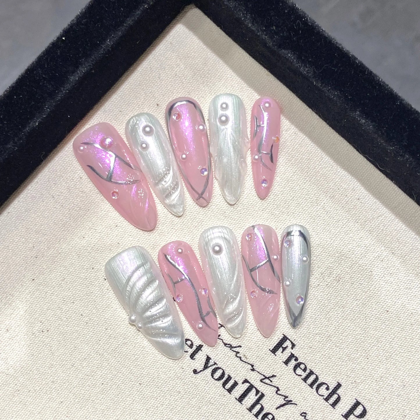 Blue Aurora Mermaid Almond Press-On Nails