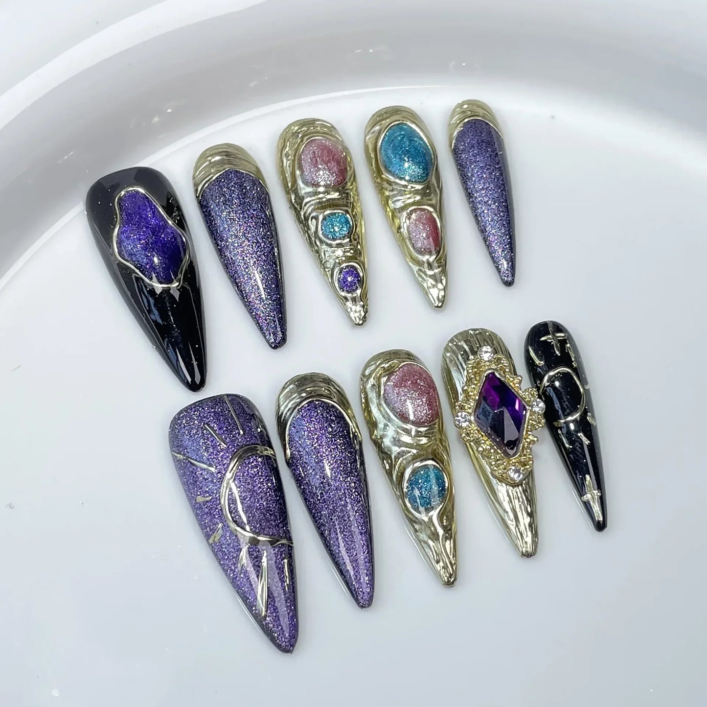 Butterfly Camellia Long Stiletto Press-On Nails