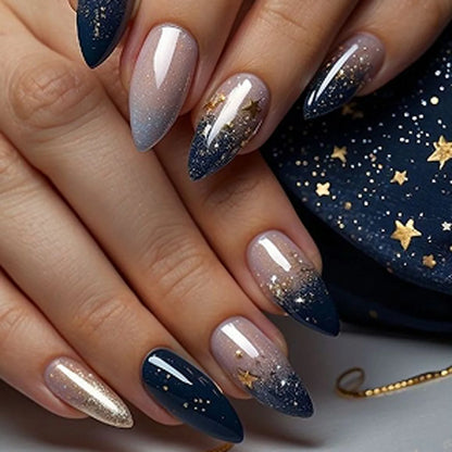 Blue Cat Eye Long Stiletto Press-On Nails