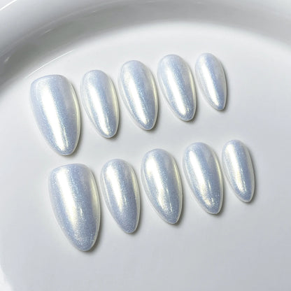 Red Cat Eye Mid-Length Almond Press-On Nails