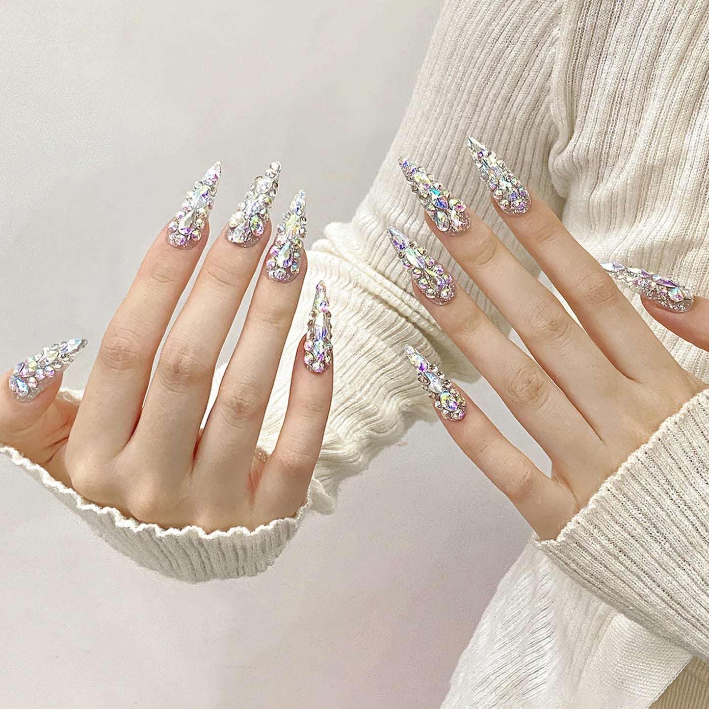 Aurora Crystal Stiletto Nails