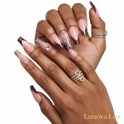 Pink Leopard Square Nails