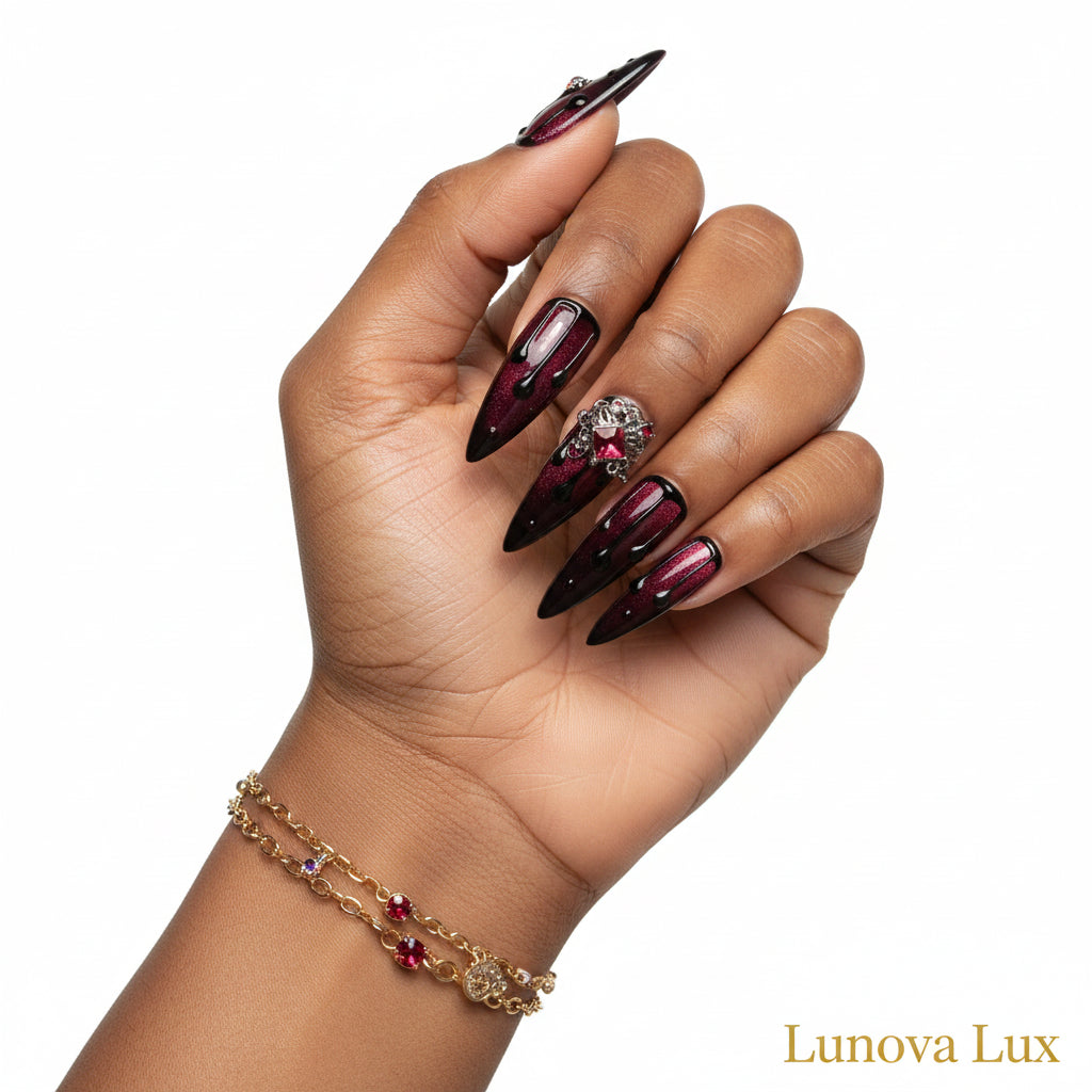 Blood Red Cat Eye Nails