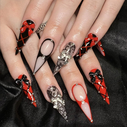 Blue Cat Eye Long Stiletto Press-On Nails