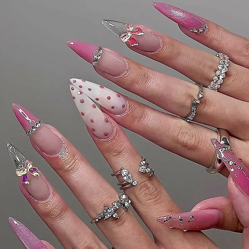 Blue Cat Eye Long Stiletto Press-On Nails
