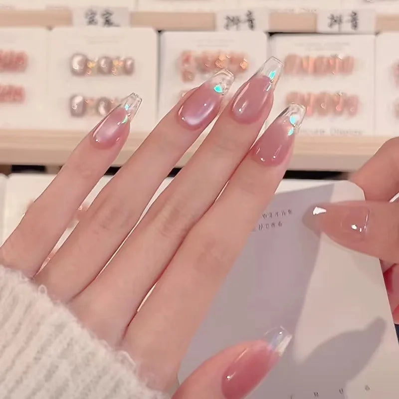 Cherry Blossom Aurora Coffin Nails