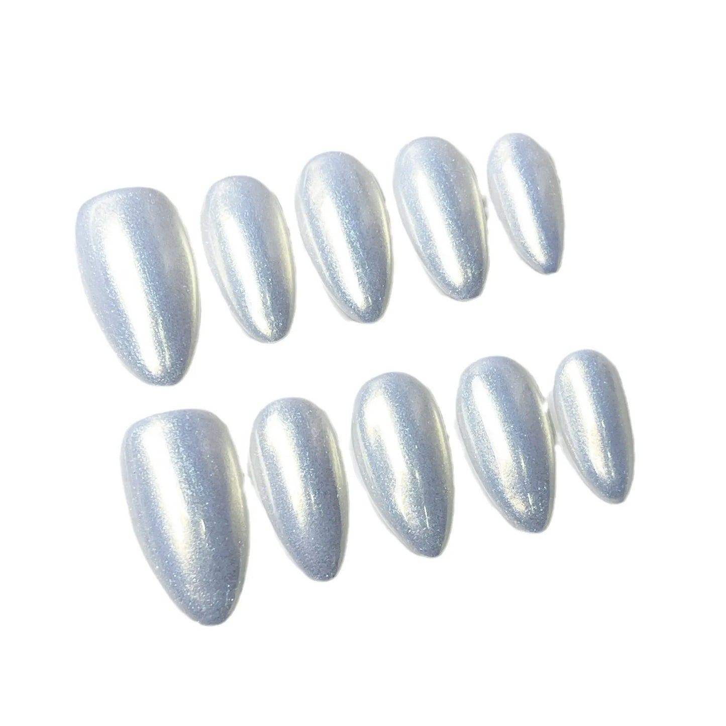 Red Cat Eye Mid-Length Almond Press-On Nails