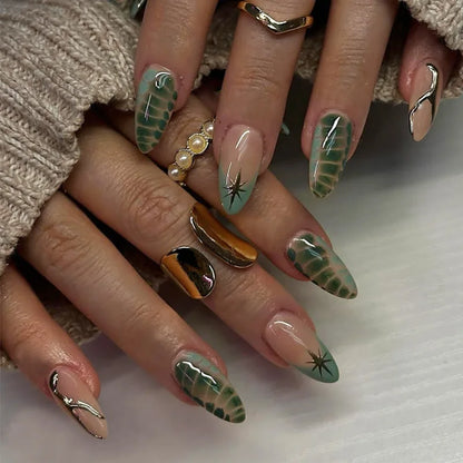 Blue Cat Eye Long Stiletto Press-On Nails